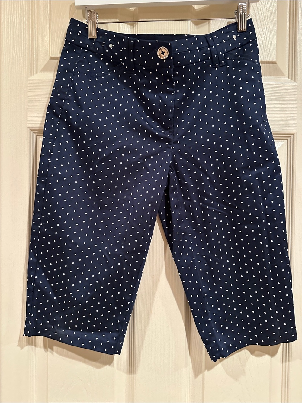 Charter Club Navy and White Polka Dot Bermuda Shorts